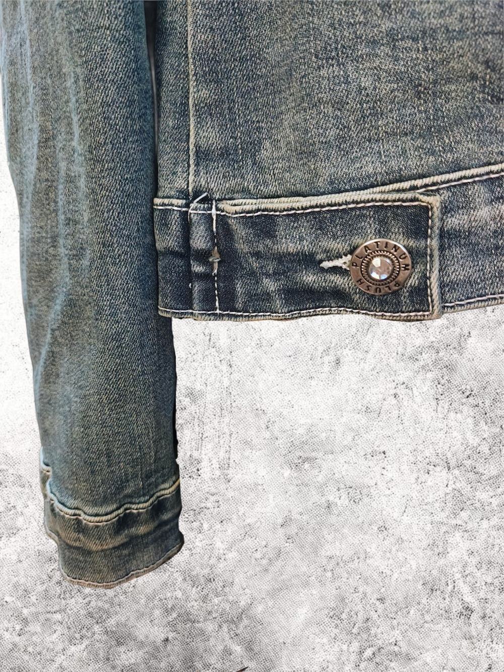Platinum Plush Rhinestone Skull Denim Jacket - Large - Like New - Picture 8 of 13